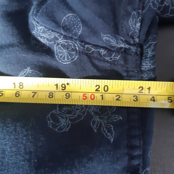 Steel & Jelly SZ M Linen & Cotton Navy Print Men's Short Sleeve Button Up Shirt - Picture 10 of 14